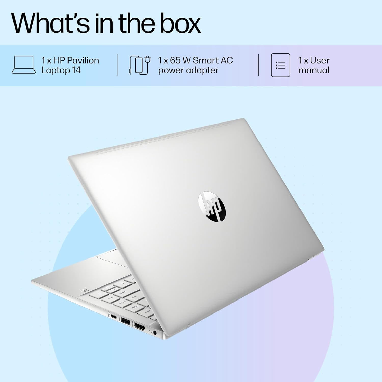 HP Pavilion, 12th Gen Intel Core i5-1235U, 8GB DDR4, 512GB SSD, Micro-Edge, BrightView, IPS, 14-inch(35.6cm) FHD Laptop, HD Camera, Backlit KB, B&O (Win 11, Office 21, Silver, 1.41kg) dv2053TU