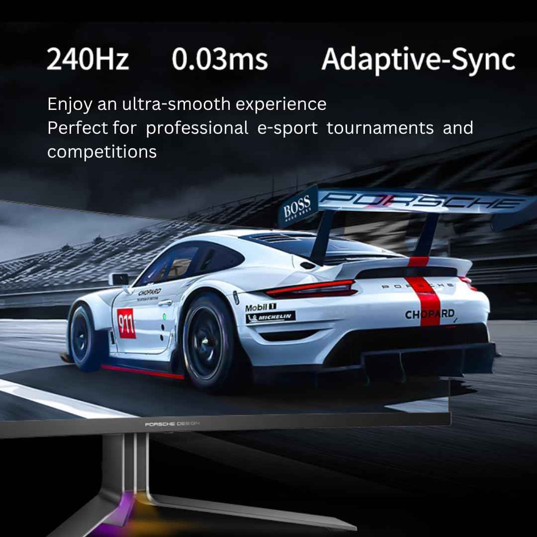 AOC PD49 Porsche Design 49" 5K DQHD QD-OLED Gaming Monitor, 240Hz Refresh Rate, HDR TrueBlack 400, 1800R Curve, 1000 Nits Brightness, USB-C, KVM, Speakers, Ergonomic Stand, Premium Build