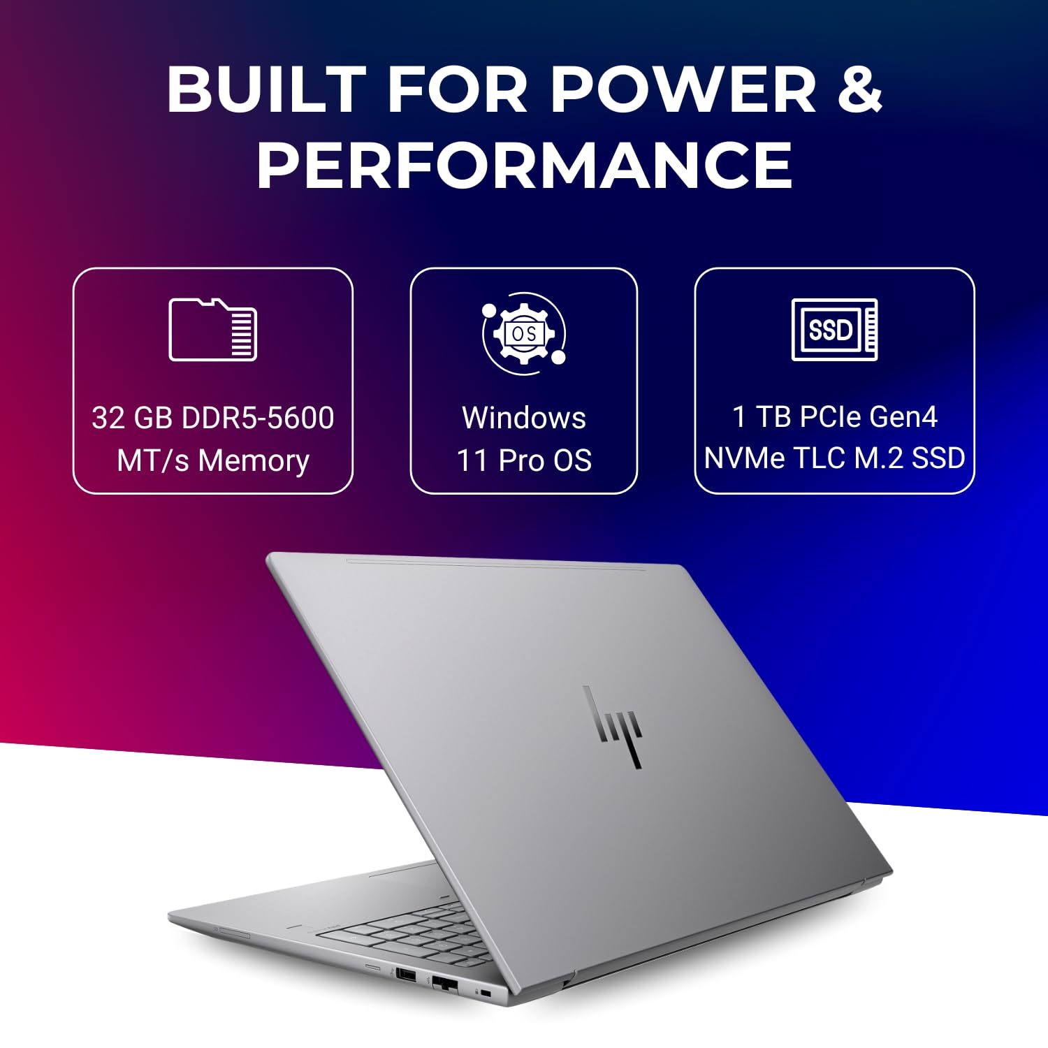 HP Laptop Ultra 7-155H, 32GB RAM, 1TB SSD, RTX 1000 Ada 6GB, Win 11 Pro, 16" WUXGA, 5MP+IR Cam, Fingerprint Sensor, Backlit Keyboard, Wi-Fi 6E, BT 5.3, 3-Year Warranty (A8WN0PT)