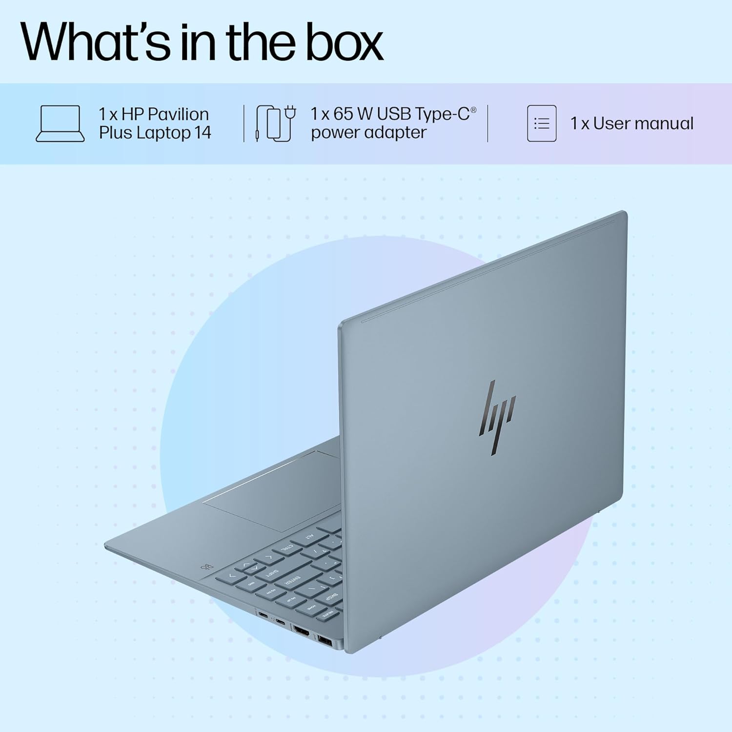 HP Pavilion Plus, 13th Gen Intel Core i5-1335U, 16GB LPDDR5x, 512GB SSD, (Win 11, Office 21, Blue, 1.38kg), Anti-Glare, 14-inch (35.6cm), WUXGA Laptop, Intel Iris Xe Graphics, 5MP IR Camera, ew0115TU