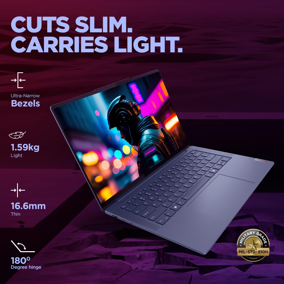 Lenovo Smartchoice Yoga Pro 7 Intel Evo Core Ultra 7 155H Built-in AI 14"(35.5cm) 2.8K-OLED 400Nits 120Hz Laptop (16GB/1TB SSD/NVIDIA RTX 4050 6GB/FHD+IR Camera/Win11/MSO 21/Grey/1.5Kg), 83E2005EIN