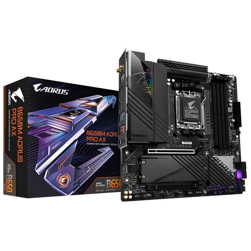 B650M AORUS PRO AX, Dual Channel DDR5, Unparalleled Performance, Fully Covered Heatpipe & M.2 Thermal Guard, EZ-Latch, PCIe x16 Slot & M.2 Connectors
