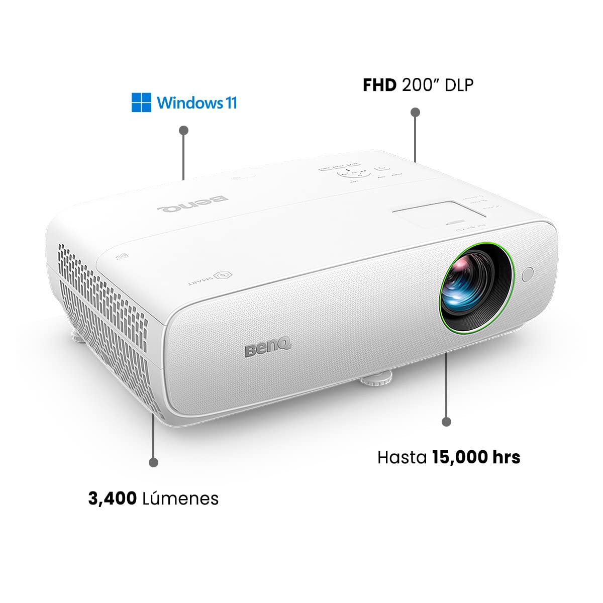 BENQ EH620 FHD SMART WINDOWS PROJECTOR FOR MEETING ROOM 3400 ANSI 100001 CONTRAST
