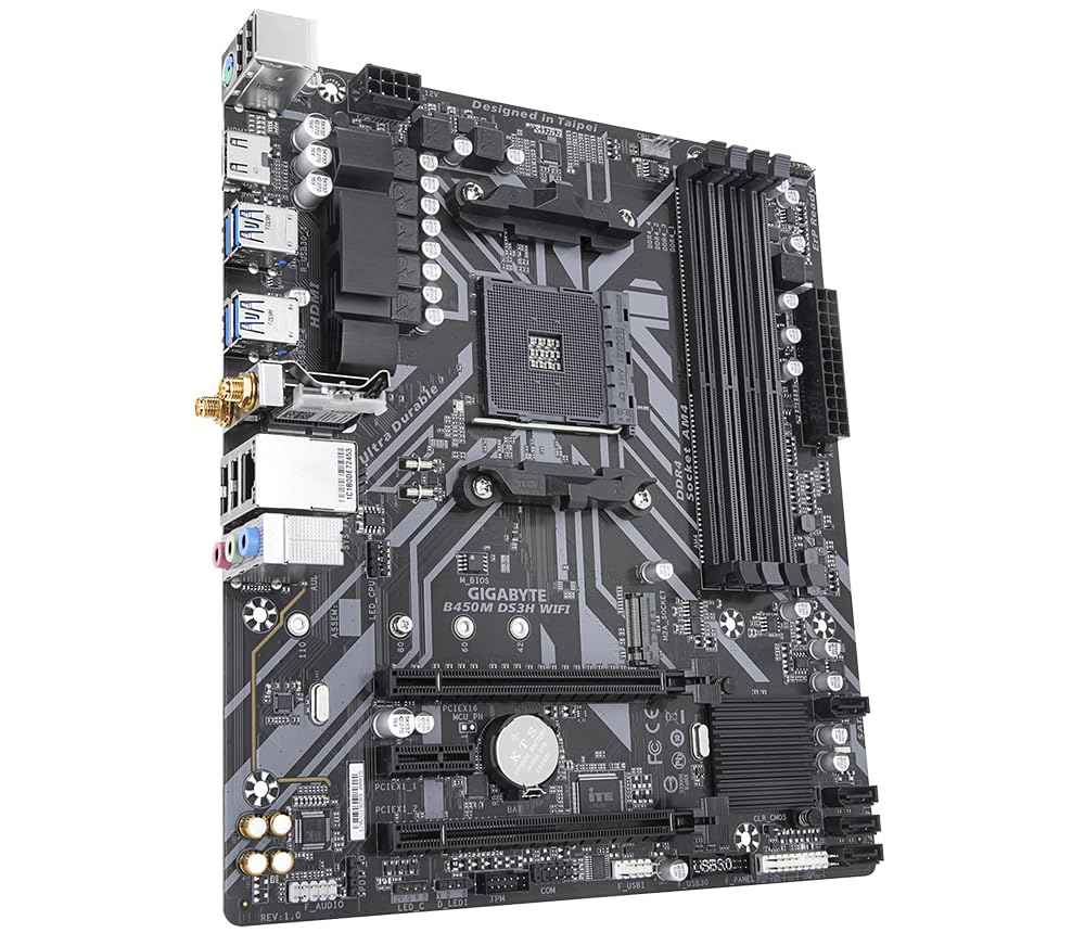 Gigabyte B450M DS3H WiFi (AM4/ AMD B450/ SATA 6GB/s/USB 3.1/ HDMI/WiFi/Bluetooth/AMD Motherboard)