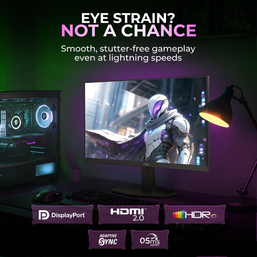 AOC Q27G11E 27″ QHD Gaming Monitor – Black/Red | 2560×1440 Fast IPS| 180Hz Refresh | 0.5ms MPRT|Adaptive Sync| HDR10| Tilt Stand & Low Blue Light