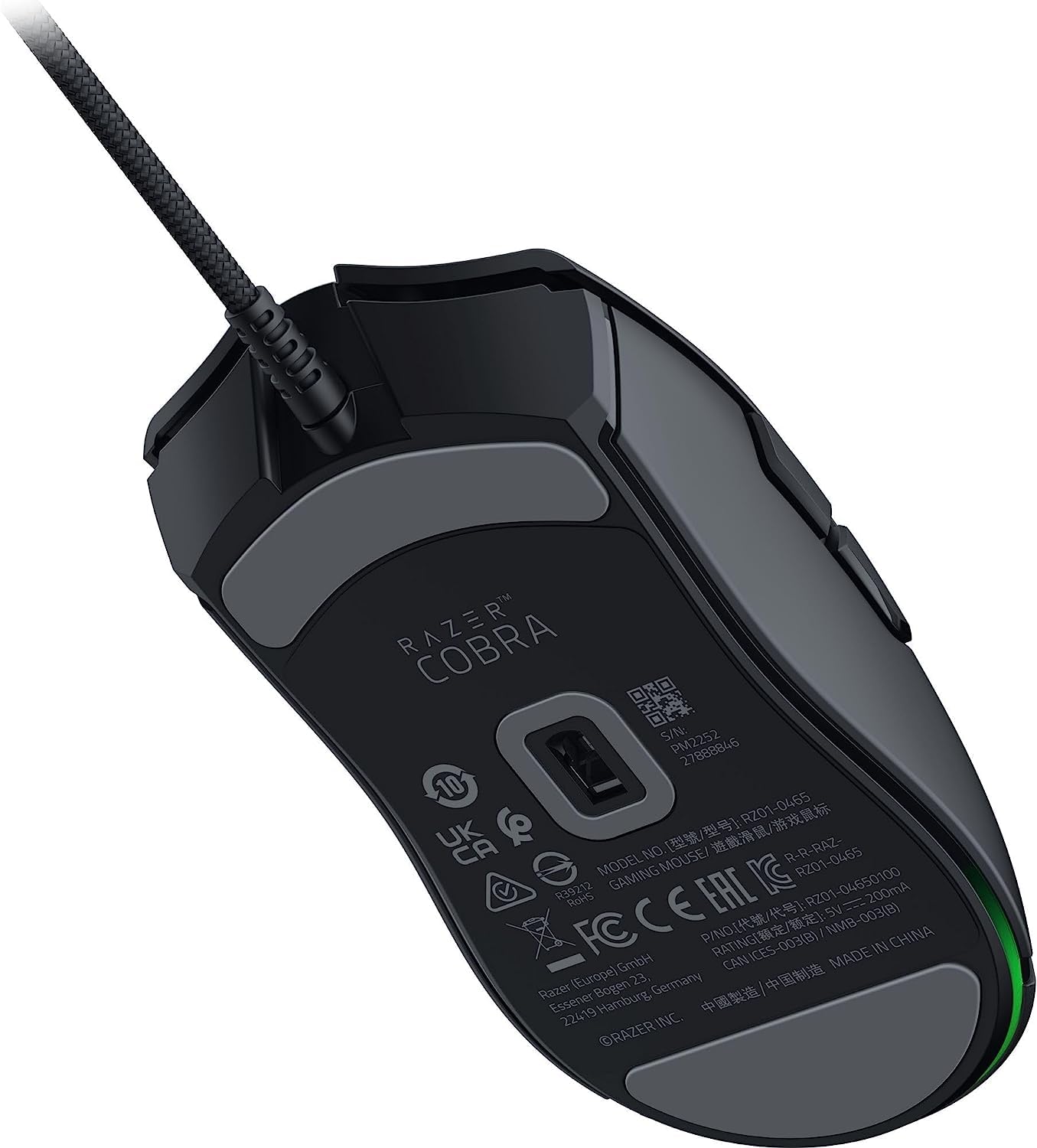Razer Cobra Smartchoice Wired Gaming Mouse, 58g Lightweight Design, Gen-3 Optical Switches, Chroma RGB Underglow, 8500 DPI Optical Sensor, Speedflex Cable, Black