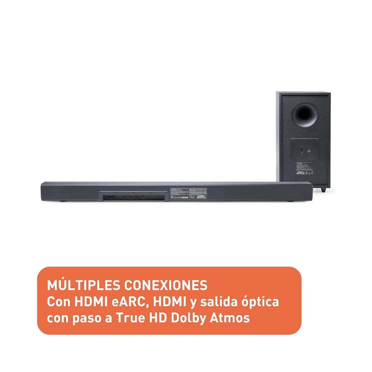 JBL Cinema SB580 Sound Bar and Subwoofer 3.1 Bluetooth, 440W Power, Dolby Atmos, with HDMI, HDMI eARC - Black