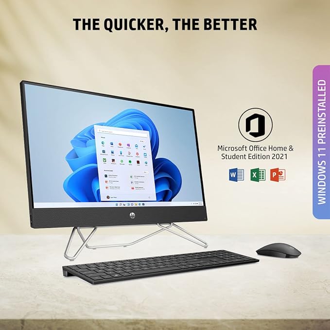HP All-in-One, 12th Gen Intel Core i5-1235U (8GB RAM,512GB) Anti Glare, 24''(60.5 cm) FHD Windows 11, MSO, Black, 5.37kg, Wireless Keyboard and Mouse Combo, IR Privacy Camera, 24-cb1907in - Zapnet.in