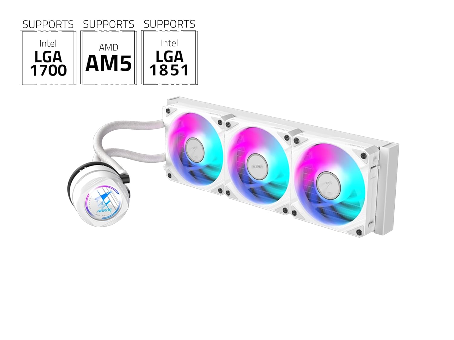 AORUS WATERFORCE II 360 ICE Liquid CPU Cooler, 360mm Radiator with 3x120mm Low Noise ARGB Fans, Compatible with Intel LGA1851, LGA1700, and AMD AM5 (GP-AORUS WATERFORCE II 360 ICE)