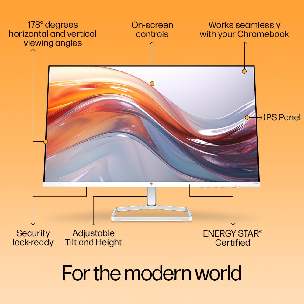 HP Series 5 27 inch FHD Height Adjust Monitor - 527sh,27inch(68.6 cm),FHD(1920 x 1080),300 nits, Eye Ease,Anti-Glare,Height Adjustable,4.15kg