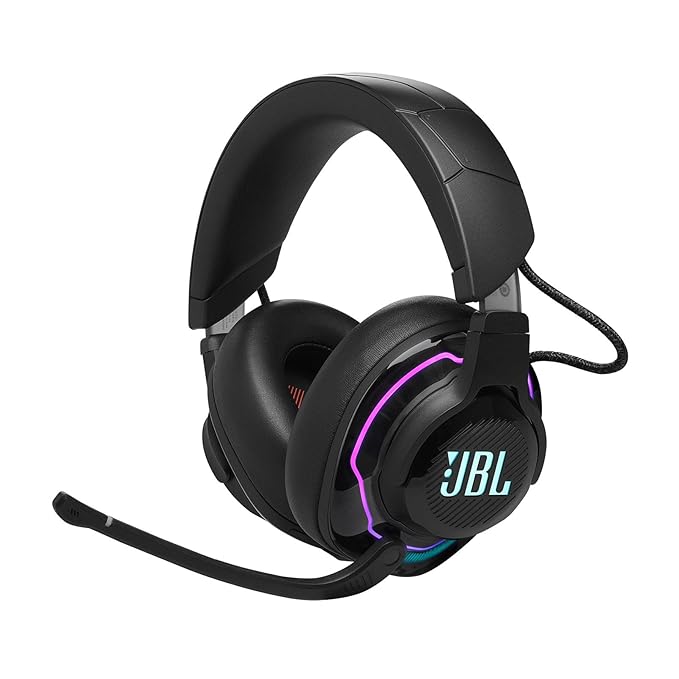 JBL Quantum 910 Wireless Over Ear Gaming Headset with Mic, ANC, 50mm Neodymium Drivers, Spatial Audio, Integrated Head Tracking, 39H Playtime, Low Latency, Boom Mic, 2.4GHz Wireless Dongle (Black) - Zapnet.in