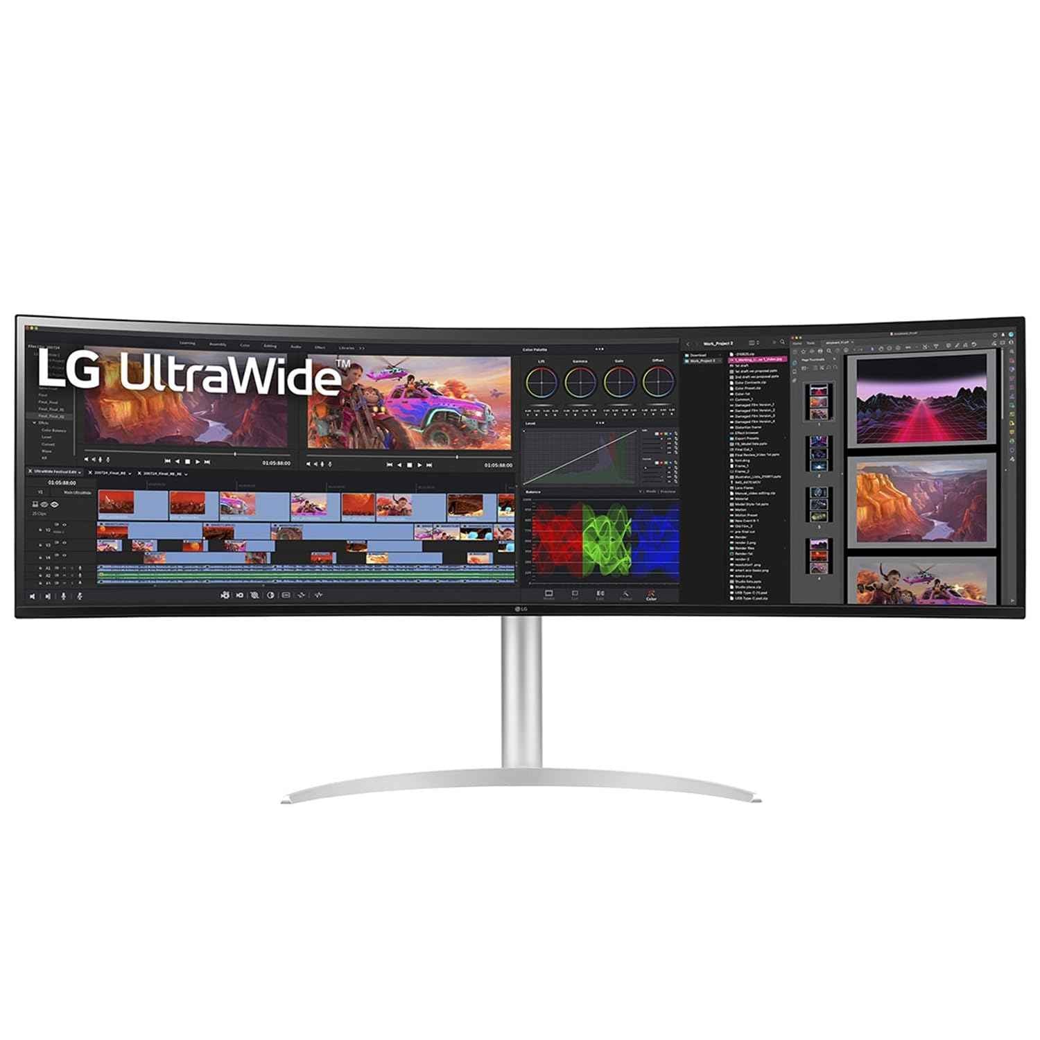LG 49" Ultrawide Dual Qhd Nano 144Hz IPS Curved Monitor(5120X1440) Expanded Workstation,Vesa Displayhdr 400,USB Type-C,Dual Controller,Nvidia G-Sync,AMD Freesync Premium Pro-49Wq95C-W,White
