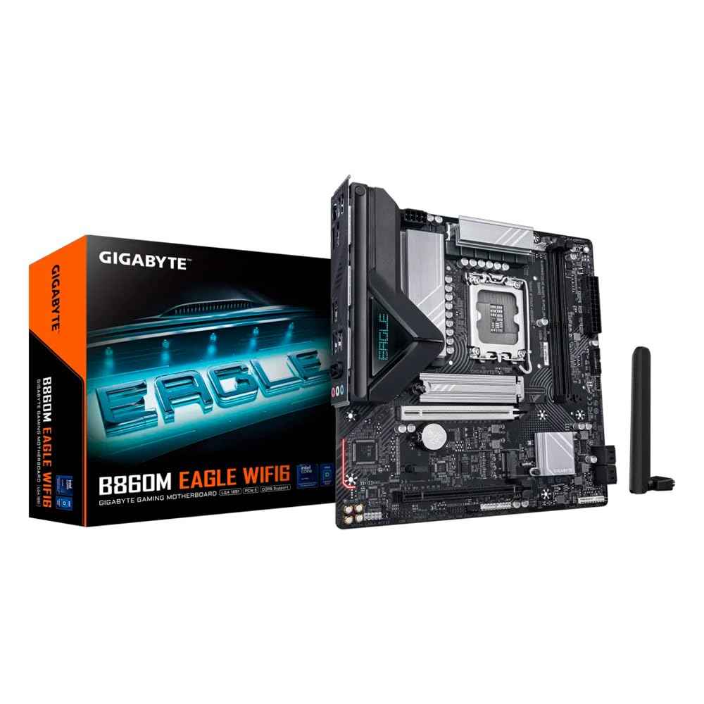 GIGABYTE B860M Eagle WIFI6 Micro-ATX Motherboard – LGA1851, DDR5 9066(OC), PCIe 5.0 2.5GbE LAN, Wi-Fi 6, Bluetooth 5.3