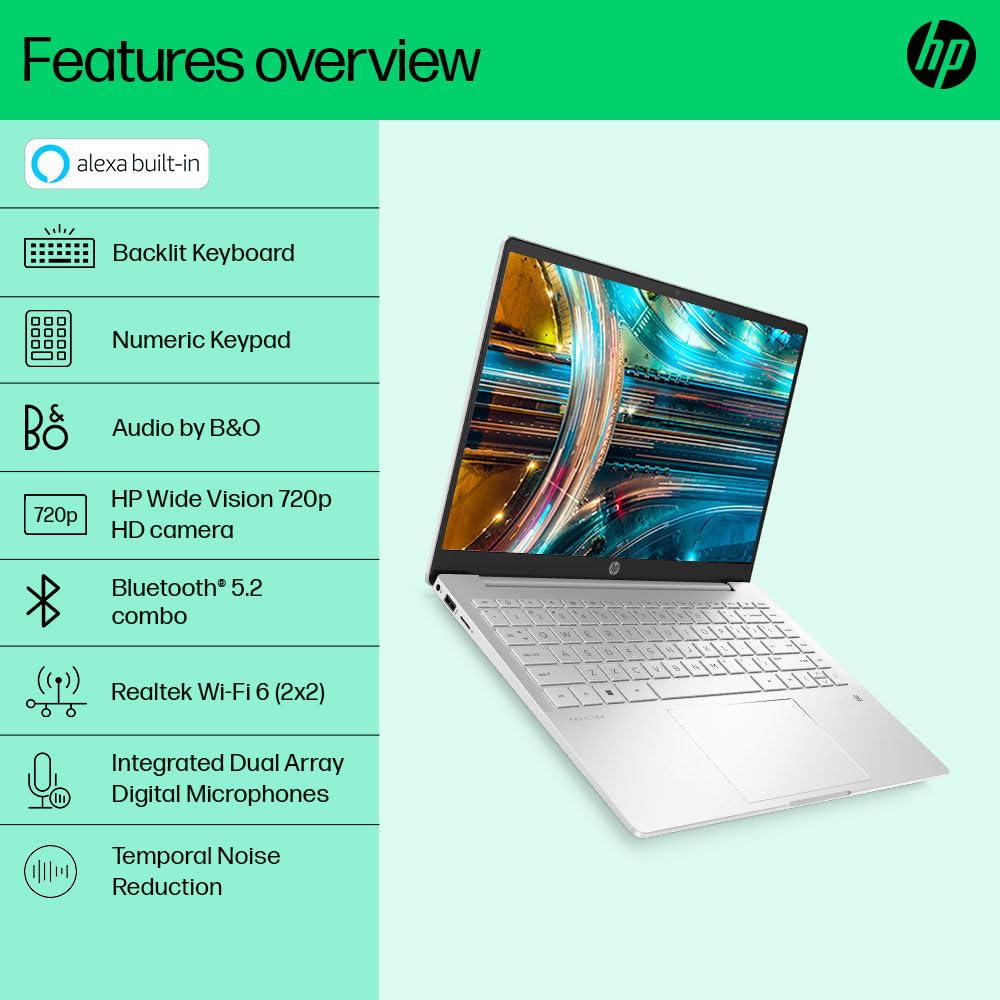 HP 15 Pavilion AMD Ryzen 5 7530U, 15.6-inch FHD, 8GB DDR4, 512GB SSD, AMD Radeon Graphics, 720p HD Camera, Backlit KB, Audio by B&O (Win 11 Home, MSO 2021, Silver, 1.75 kg), eh3036AU / EH2050AU