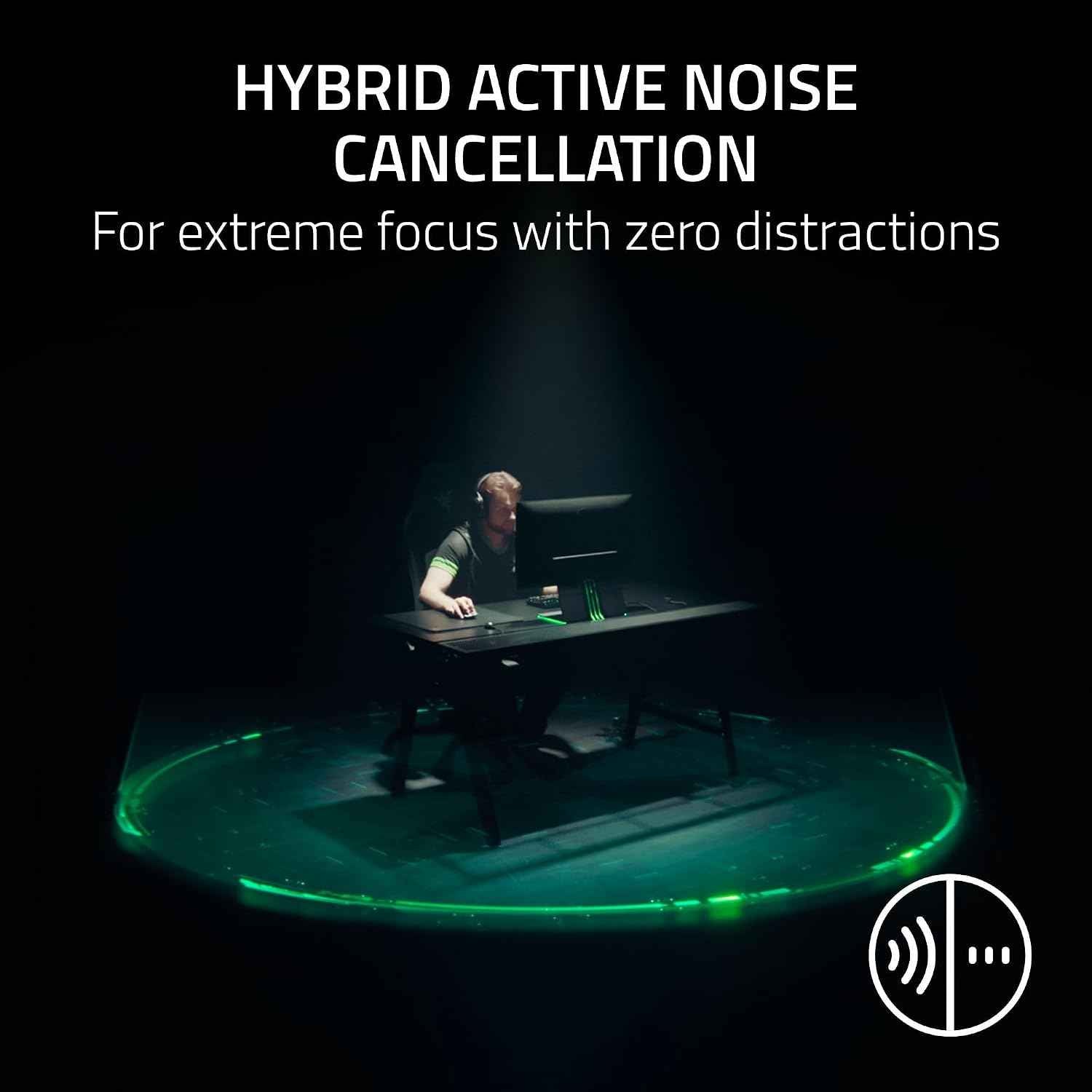 Razer BlackShark V3 Pro Wireless ANC Gaming Headset for PC, Black | Full Band Mic, 50mm Drivers, 2.4 GHz, Bluetooth, USB, 3.5mm, Works with Mac, PS5, Nintendo Switch, Smartphone, 70 Hr Battery