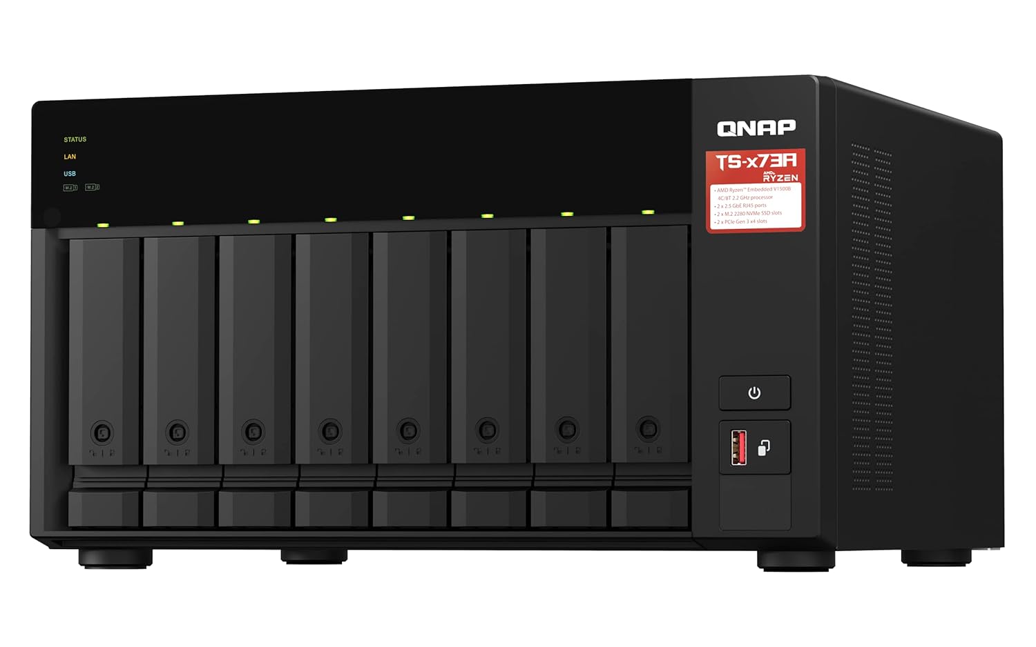 QNAP TS-873A-8G 8 Bay High-Performance NAS with 2 x 2.5GbE Ports and Two PCIe Gen3 Slots