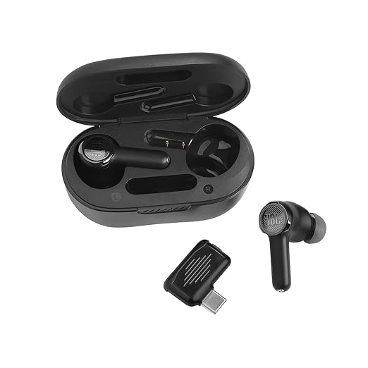 JBL Quantum TWS Premium in Ear Wireless ANC Earbuds,Dual Connect, 10mm Drivers, Ultra Low Latency with USB-C Dongle, 24Hr Playtime,6 Mics for Clear Calls, Custom Bass with Headphones App, IPX4 (Black) - Zapnet.in