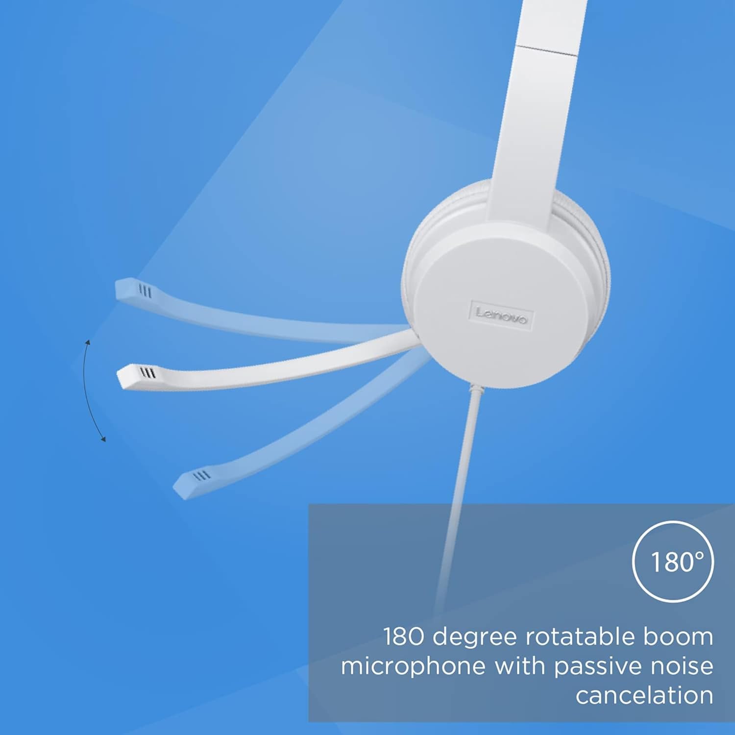 Lenovo 110 Wired On Ear Headphones with Mic, Memory Foam earcups, 30mm Driver | Computer/PC or Laptop Headphone (White)