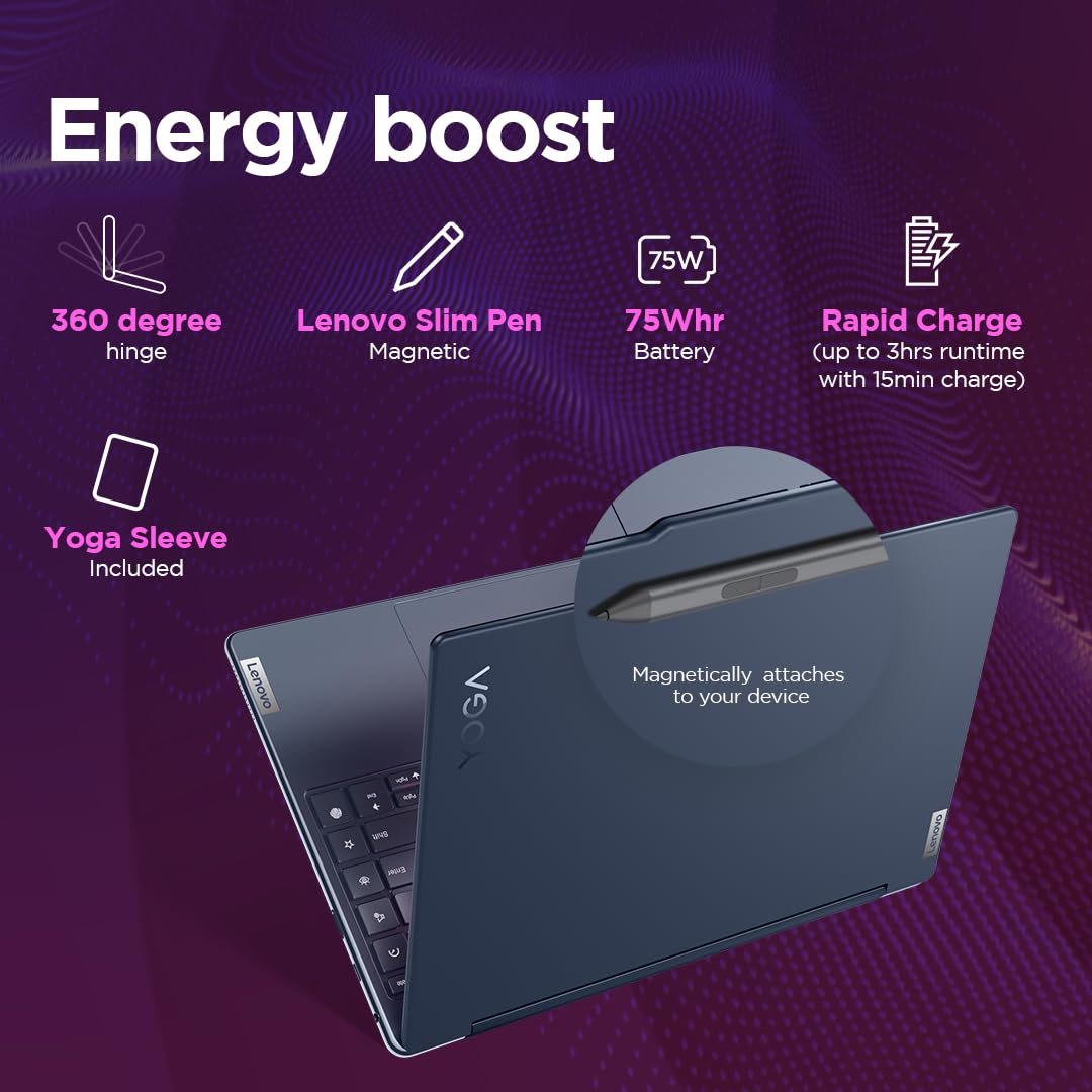 Lenovo Yoga 9 2-in-1 Intel Evo Core Ultra 7 155H 14"(35.5cm) 2.8K WQXGA+ OLED 400Nits 2-in-1 Laptop (32GB/1TB SSD/AI PC/Windows 11/MS Office 21/Digital Pen/Blue/1.5Kg), 83AC001LIN