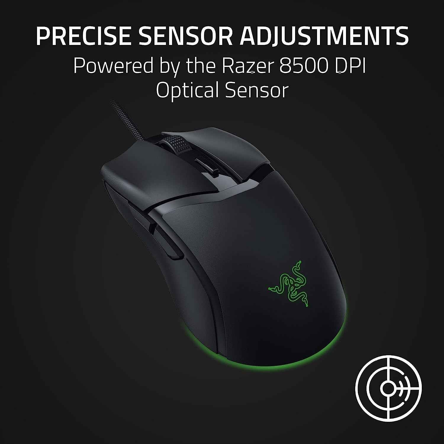 Razer Cobra Smartchoice Wired Gaming Mouse, 58g Lightweight Design, Gen-3 Optical Switches, Chroma RGB Underglow, 8500 DPI Optical Sensor, Speedflex Cable, Black