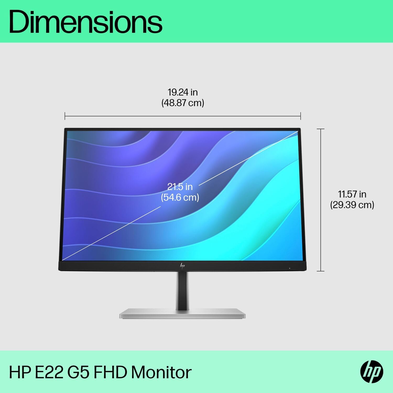HP E22 G5 22" FHD IPS Monitor w/ 5ms Response Time, Anti Glare, Flicker Free, VESA Mount (100mm), Displayport, HDMI & Dockztorm USB Port Expander, Black/Silver (6N4E8AA#ABA - 2025 Latest Model)