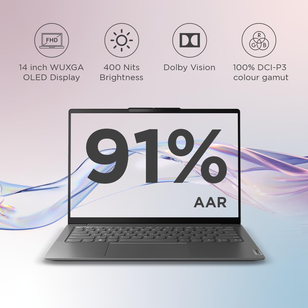 Lenovo Yoga Slim 6 Intel Core i7-13700H 14"(35.5cm) WUXGA-OLED 400Nits Laptop (16GB RAM/1TB SSD/Windows 11/MS Office 21/Grey/1.3Kg), 83E00017IN