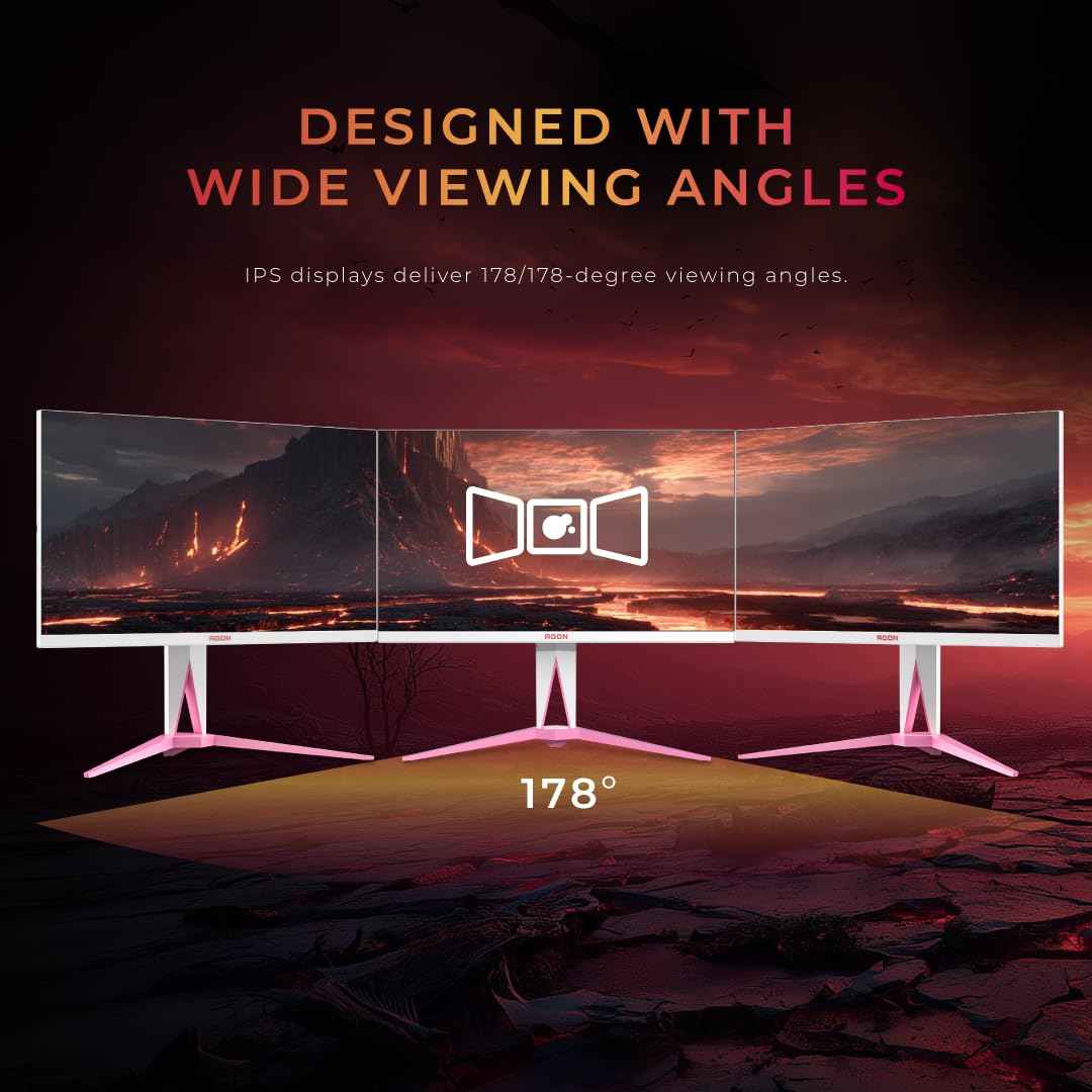 AOC AG275QXR 27" QHD White and Pink Gaming Monitor with Fast IPS, 170Hz Refresh Rate, 1ms, G-Sync Compatible, HDR400, Light FX Rear Illumination, Low Input Lag, Frame Less 3-Side Design, HDMI & DP