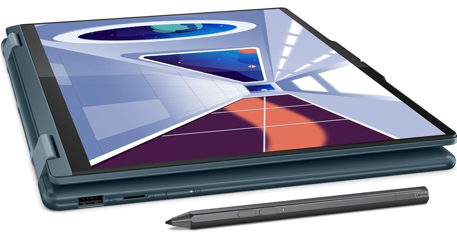 Lenovo Yoga 7 AMD Ryzen 7 7735U 14"(35.5cm) WUXGA-OLED 2-in-1 400Nits Laptop (16GB/1TB SSD/Win 11/Office 2021/Backlit KB/Digital Pen/1Yr Warranty/Alexa/3 mon. Game Pass/Tidal Teal/1.49Kg), 82YM0075IN
