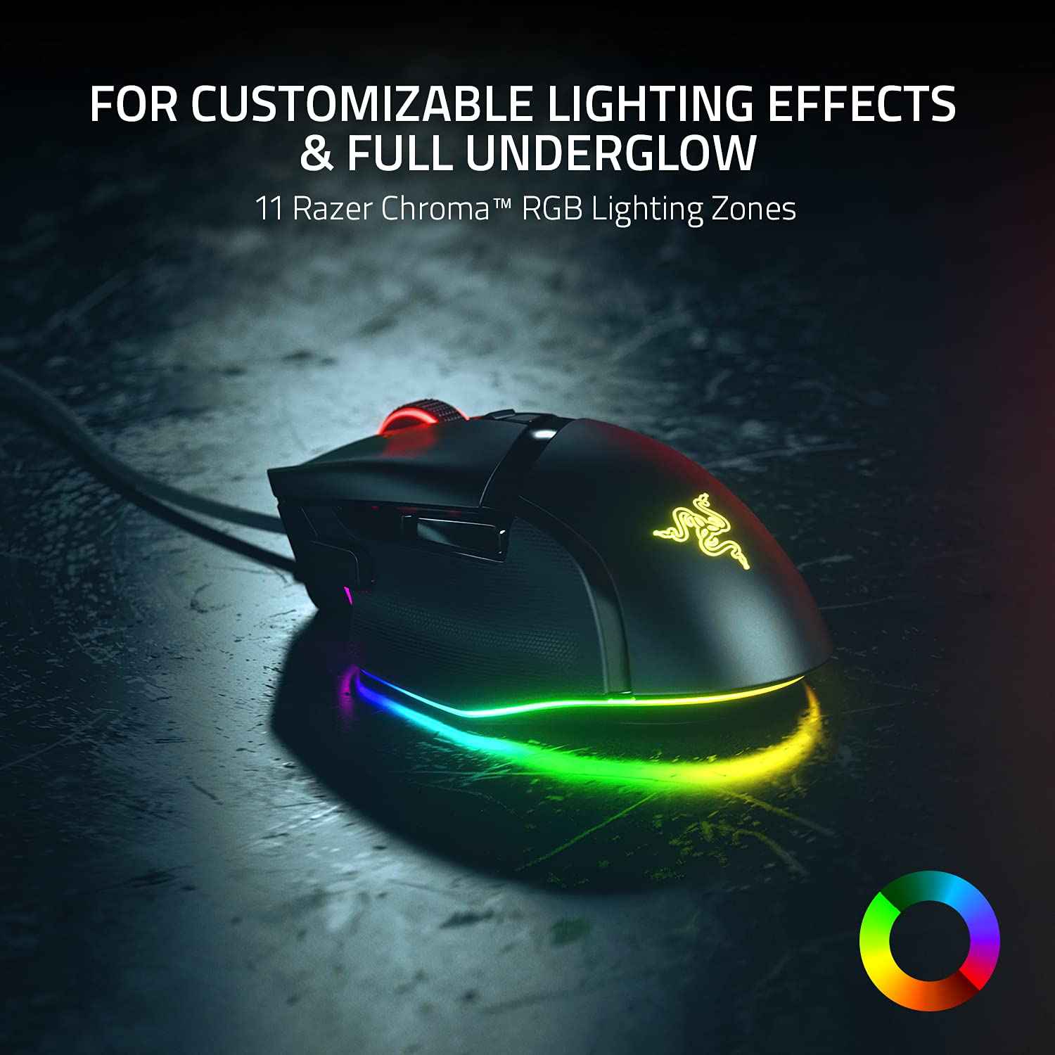 Razer Basilisk V3 Smartchoice Wired Gaming Mouse, Ergonomic Design, 26K DPI Optical Sensor, 11 Programmable Buttons, HyperScroll Tilt Wheel, Chroma RGB Lighting, Black