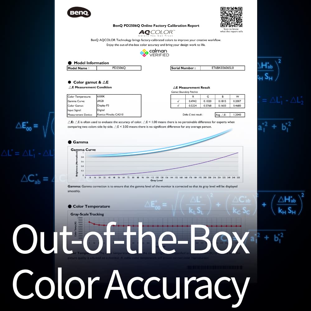 BenQ PD2506Q 25"(63Cm) 2K IPS QHD HDR10 Monitor| 95% P3| 100% sRGB| 100% Rec. 709| Pantone Skintone Validated| Daisy Chain|CAD/CAM|Animation Mode|Color Accurate|Auto Pivot|HDMI|DP|USB-C(65W)(Black)