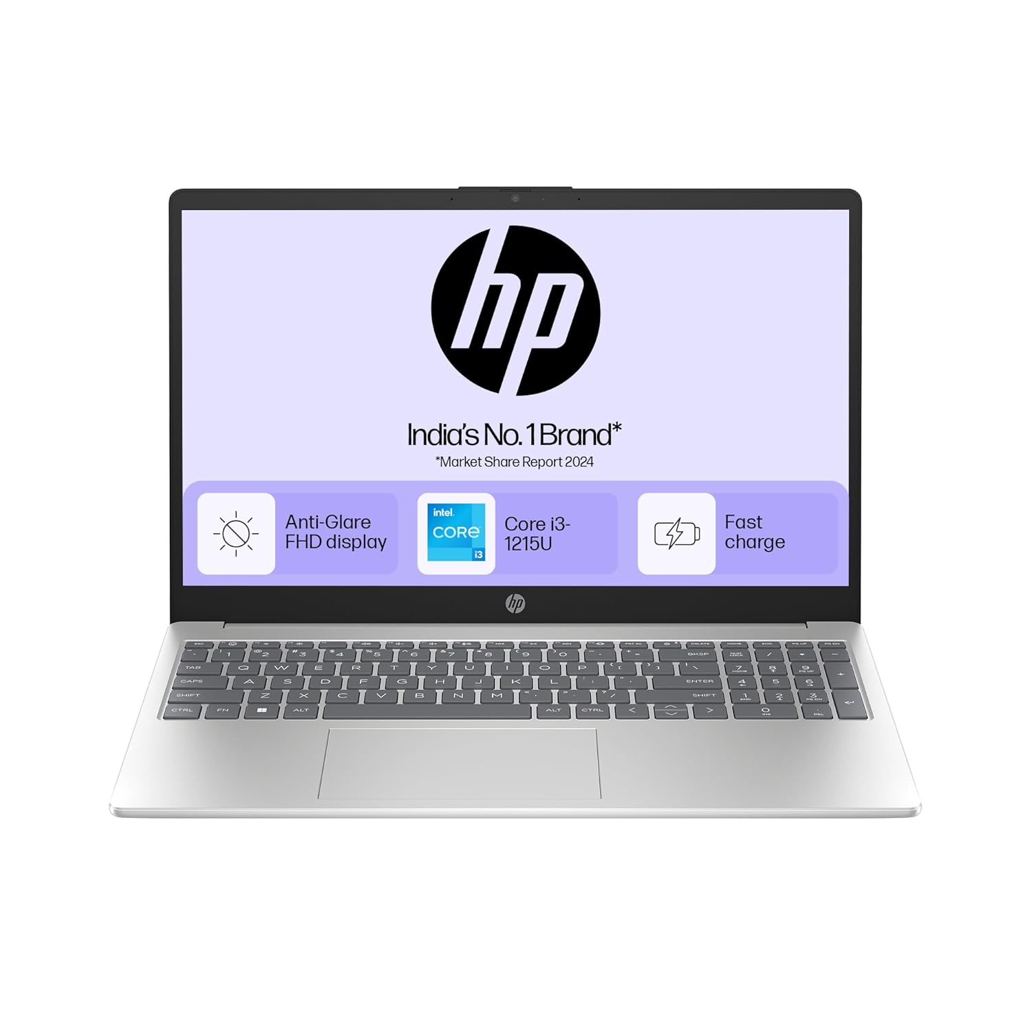 HP New 15 Intel Core i3 12th Gen (8GB DDR4 RAM/ 512 GB NVMe M.2 SSD/Windows 11 / MS Office'2021 / FHD 15.6" Screen/Silver / 1.59 kg/Dual Speakers) FD0061TU