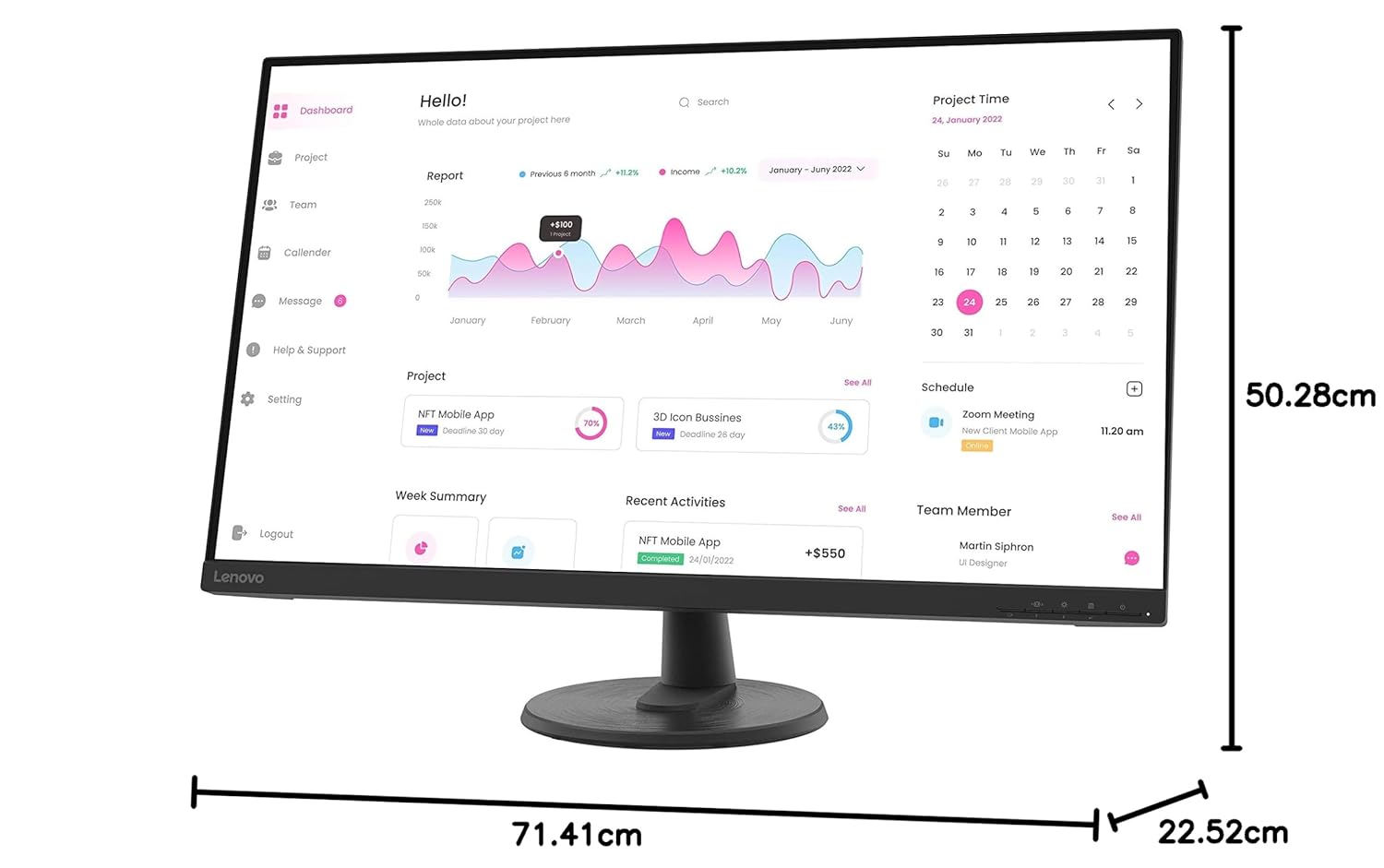 Lenovo D32-40 Monitor - 31.5-inch, FHD, 60Hz, Anti Glare Screen, Raven Black, 66FCGAC2AU