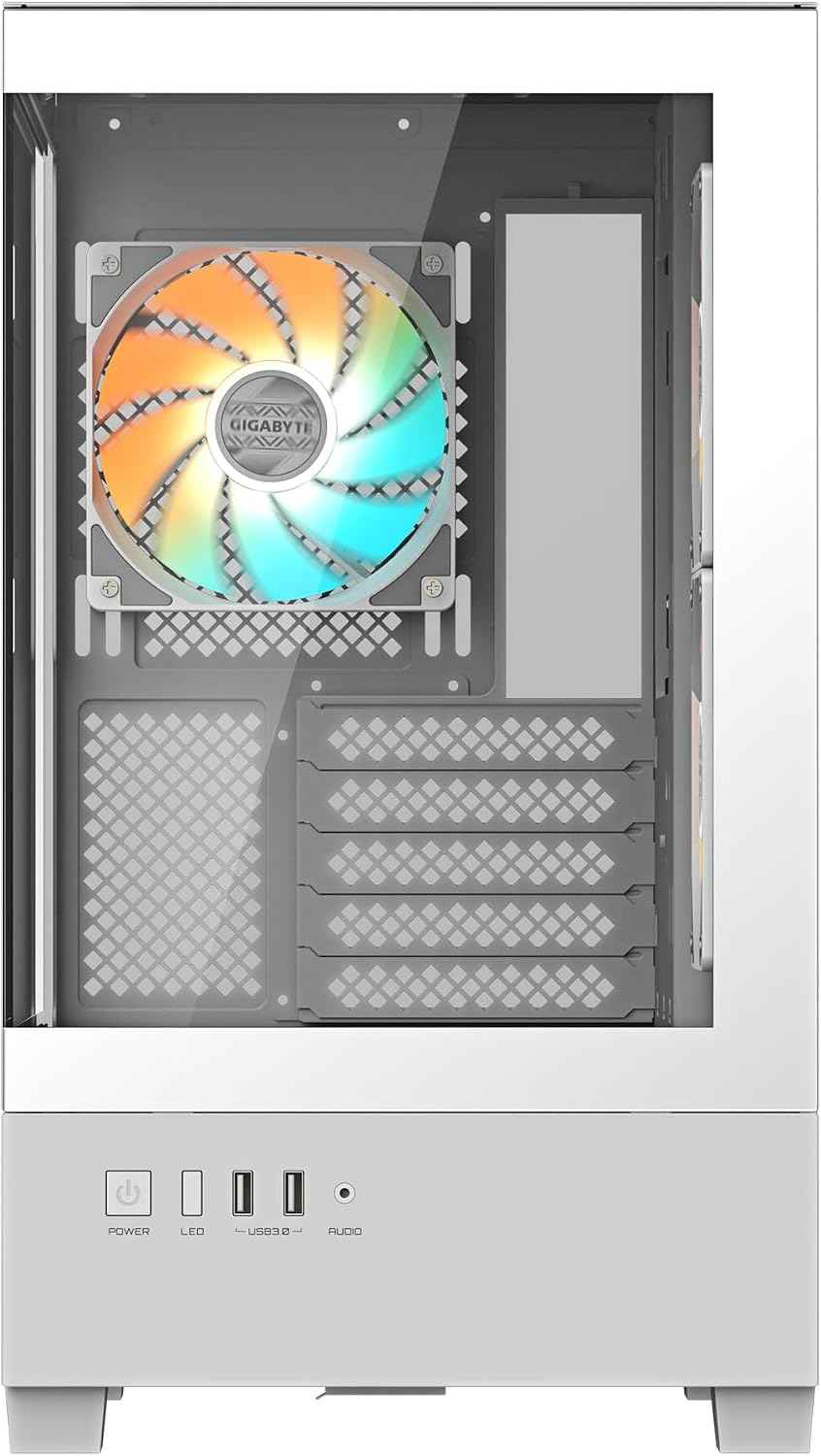 GIGABYTE C201 Panoramic ICE PC Case - Mid Tower, m-ATX, 360mm Radiator Support, 3 Pre-Installed Fans, USB 3.0, Support RGB Fusion