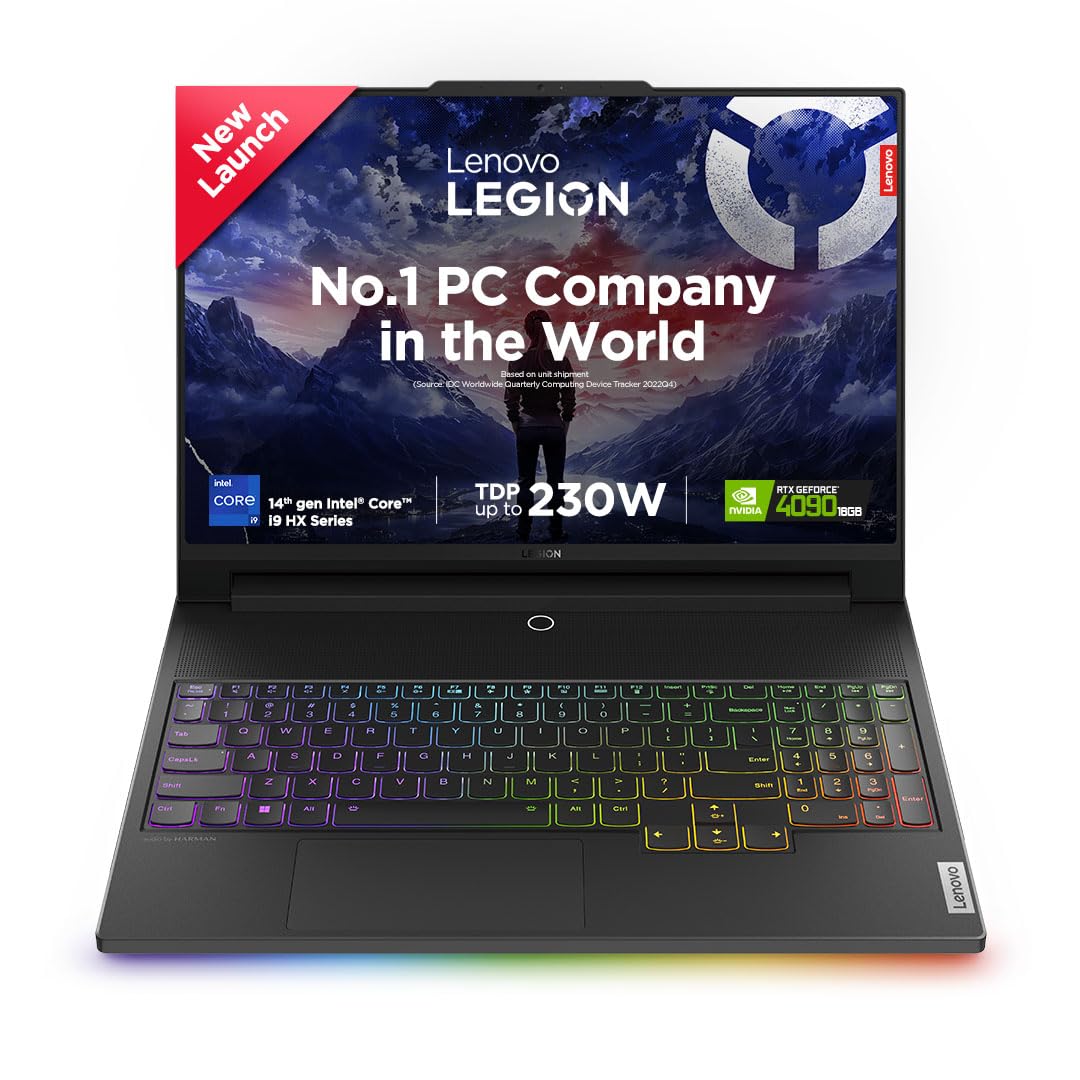 Lenovo Legion 9 2024 Intel Core i9-14900HX 16" (40.64cm) 3.2K Mini LED 1200Nits 165Hz Gaming Laptop (64GB/2TB SSD/Win 11/Office 2021/NVIDIA RTX 4090 16GB/3 Month Game Pass/Black/2.6Kg), 83G0003AIN