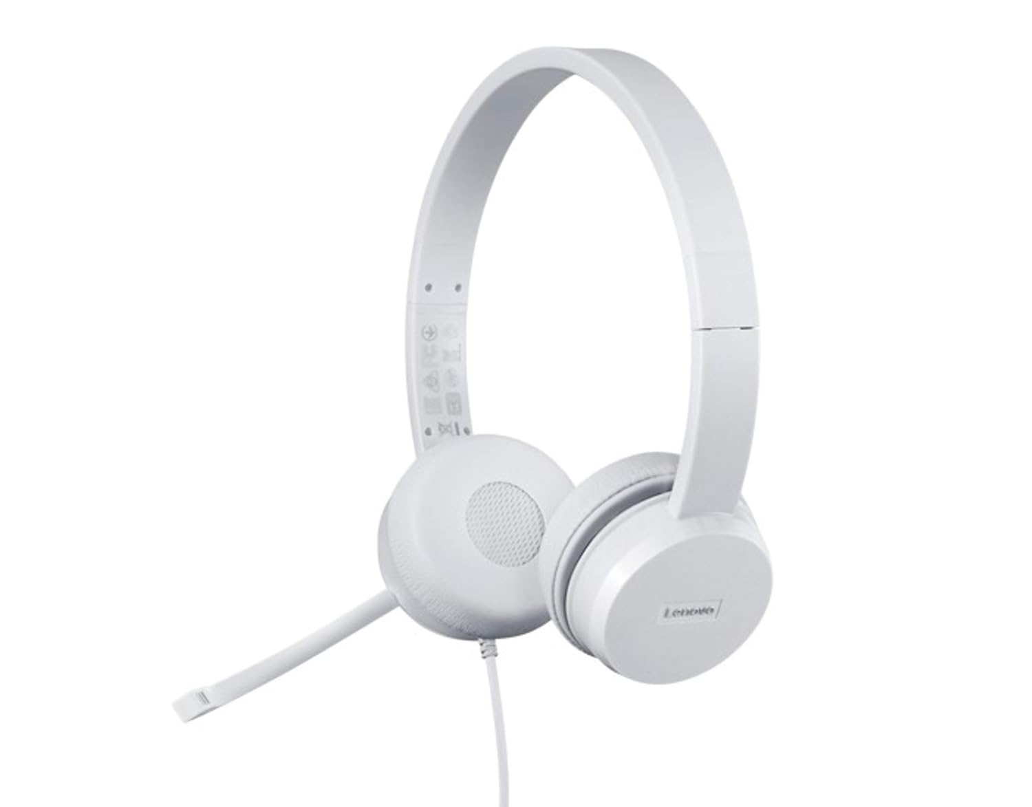 Lenovo 110 Wired On Ear Headphones with Mic, Memory Foam earcups, 30mm Driver | Computer/PC or Laptop Headphone (White)