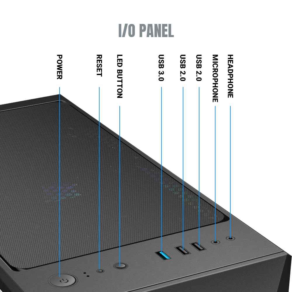 Ant Esports ICE-300 Mesh V2 Mid Tower Gaming Cabinet | High Airflow Mesh Front Panel | 4 Pre-Installed 120mm ARGB Fans | ATX, Micro-ATX, Mini-ITX Motherboard Support | Liquid Cooling Ready (Black)