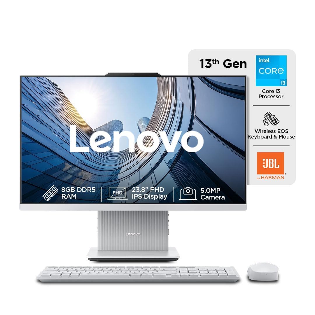 Lenovo IdeaCentre AIO Intel Core i7 13620H 27" FHD IPS 3-Side Edgeless All-in-One Desktop (16GB/1TB SSD/Win11/Office 21/5.0MP+IR Camera/3Wx2 Harman Speakers/Wireless EOS Keyboard & Mouse), F0HM003EIN