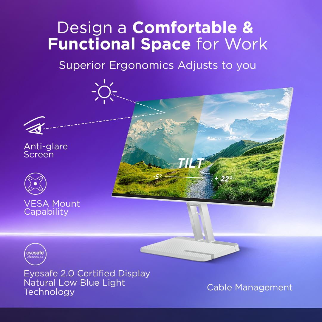Lenovo L27i-4A, 27 inch (68.5cm), IPS, FHD 1920x1080, 100Hz, Cloud Grey, 1ms, FreeSync, 99% sRGB, 3Wx2 Speakers, Smart Display Customization Artery, 2X HDMI 1.4, VGA, Tilt Monitor