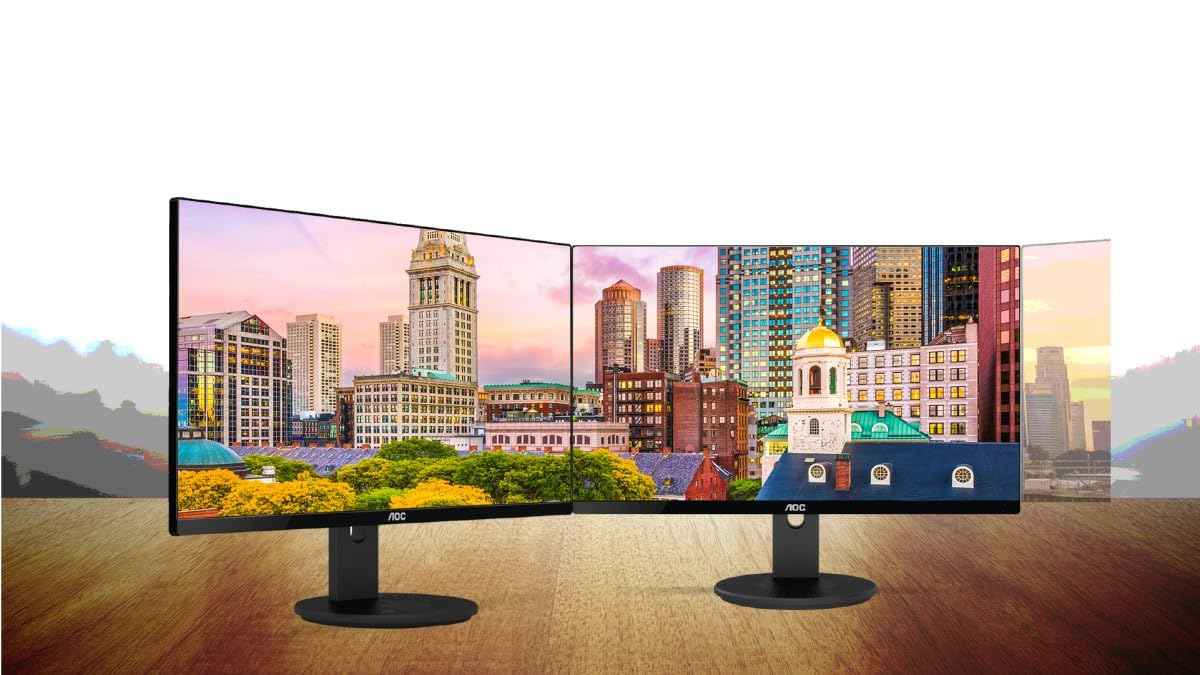AOC 22E2H 22" Monitor Full HD IPS Panel, 75Hz Refresh Rate, 4ms Response Time, Adaptive Sync, Flicker-Free, HDMI Connectivity, HDR Support, 3-Sided Frameless Design, Low Blue Light, 102% sRGB (Black)