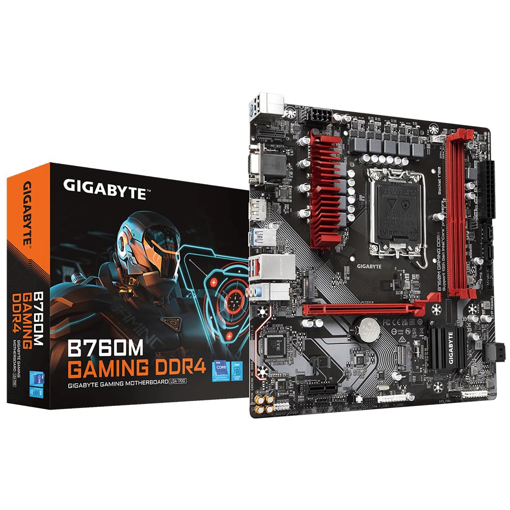 GIGABYTE B760M Gaming DDR4 Motherboard with Hybrid 6+2+1 Phases Digital VRM Solution, Dual Channel DDR4:2 DIMMs XMP Memory Module Support,Dual Channel DDR4:2 DIMMs XMP Memory Module Support,DDR4