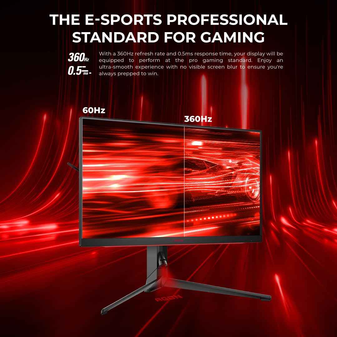 AOC AG275FS/94 Gaming Monitor 27 inch 1920 x 1080 Full HD Fast IPS Monitor, 360Hz, 0.5ms, AMD FreeSync Premium,HDR10, Flicker-Free and Low Blue Light, Height Adjustable Stand, 2 HDMI and 5 USB Ports
