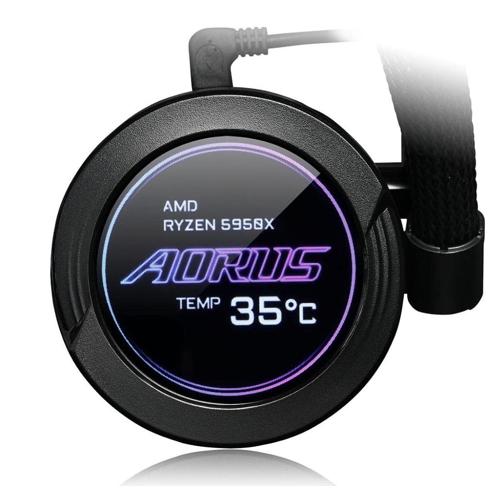 AORUS WATERFORCE X 360 AIO Liquid CPU Cooler, Rotatable Circular LCD Display with Micro SD Support, 360mm Radiator with 3X 120mm Low Noise ARGB Fans, Compatible with Intel LGA1700