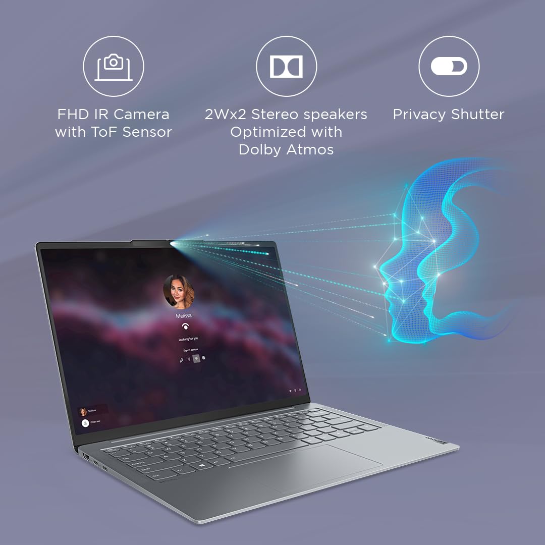 Lenovo Yoga Slim 6 13th Gen Intel Evo Core i5 13500H 14"(35.5cm) WUXGA-OLED 400Nit Laptop (16GB/1TB SSD/60Hz Refresh/Win 11/Office 2021/Backlit KB/Alexa/3 Month Game Pass/Grey/1.3Kg), 83E00012IN