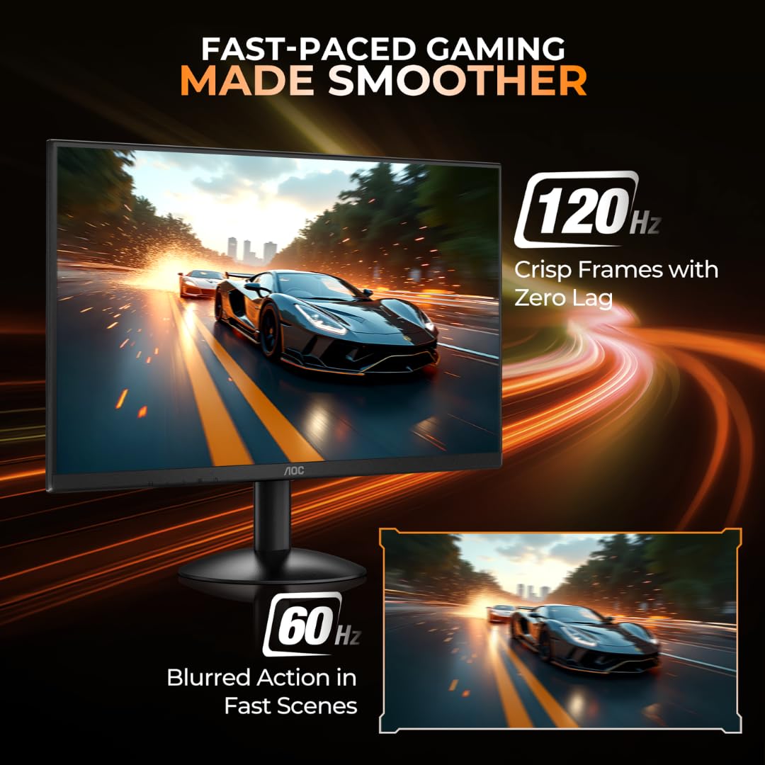 AOC 24B30H2 24 Inch (23.8") FHD IPS Monitor | 120Hz Refresh Rate | 1ms Response Time | Adaptive Sync | 3-Side Frameless | HDMI & VGA | Low Blue Mode | VESA Mount