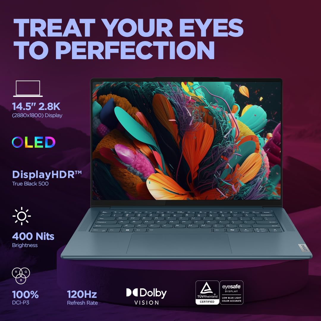 Lenovo Smartchoice Yoga Pro 7 Intel Evo Core Ultra 7 155H Built-in AI 14"(35.5cm) 2.8K-OLED 400Nits 120Hz Laptop (16GB/1TB SSD/NVIDIA RTX 4050 6GB/FHD+IR Camera/Win11/MSO 21/Grey/1.5Kg), 83E2005EIN