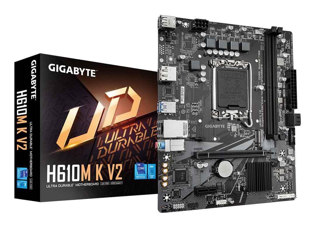 GIGABYTE H610M K V2 Motherboard | Intel H610 | Micro ATX | DDR4 | PCIe 4.0 | HDMI | USB 3.2 | Reliable Basic Board