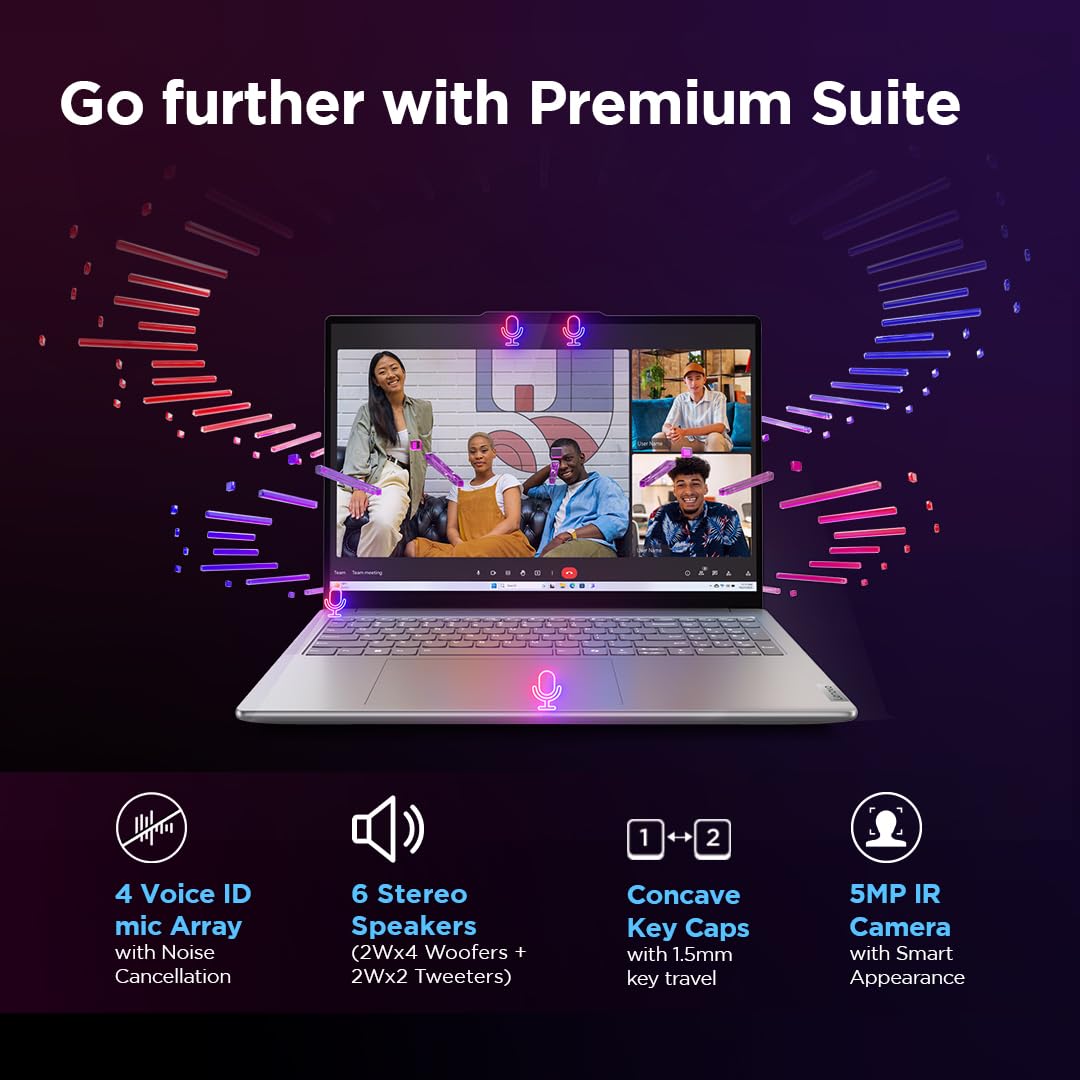 Lenovo Yoga Pro 9 Intel Evo Core Ultra 9 185H Built-in AI 16"(40.6cm) 3.2K IPS 165Hz Touchscreen Laptop (32GB/1TB SSD/NVIDIA RTX 4050 6GB/Win11/MSO 21/5.0MP+IR Cam/3 Mon GamePass/Grey/2Kg), 83DN004VIN