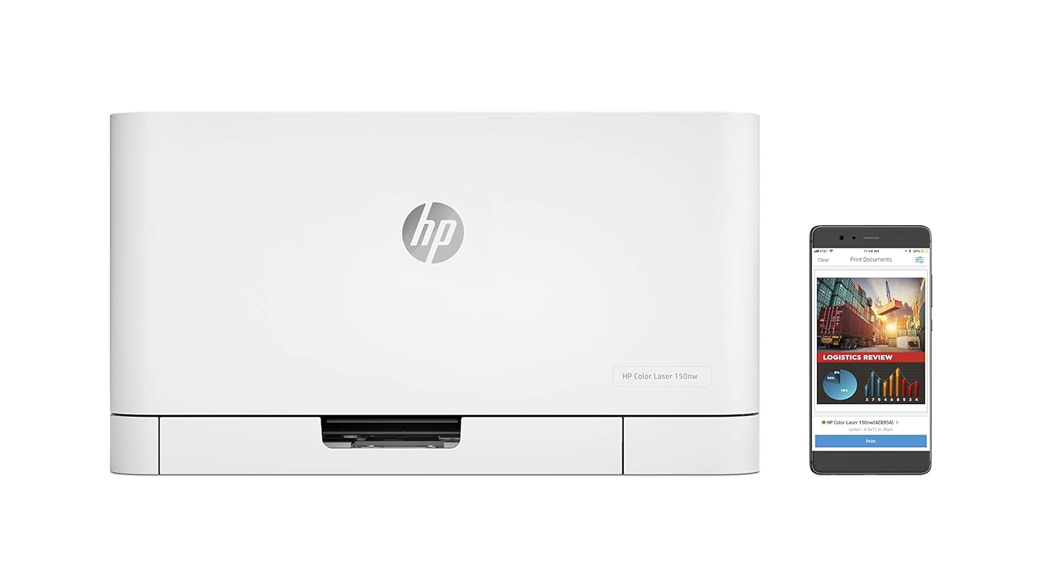 HP Colour Laser 150Nw Wireless Color Laser Printer with Built-in Ethernet and WiFi-Direct, Smallest Color Laser in Its Class, White - Zapnet.in