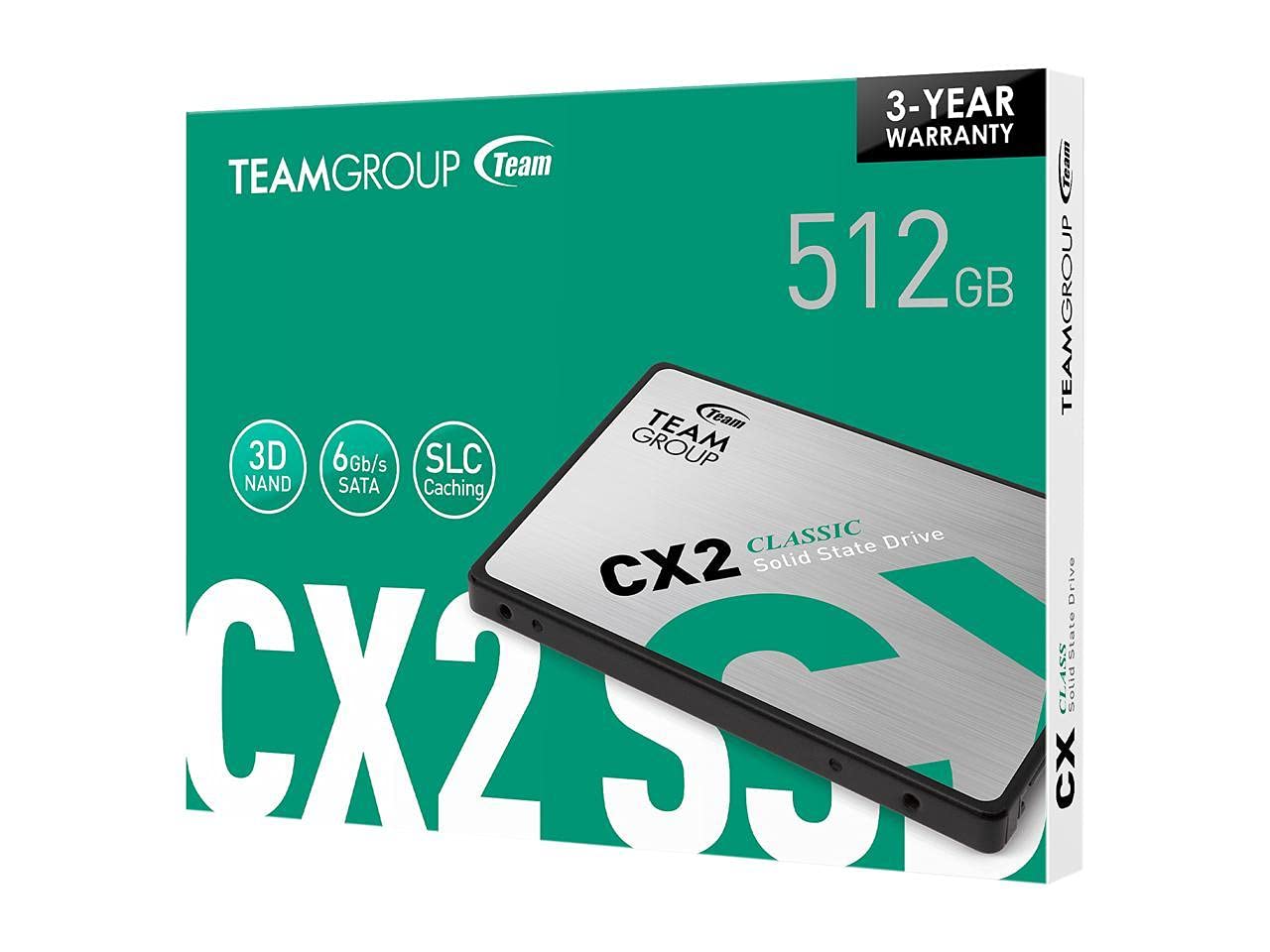TEAMGROUP CX2 512GB 2.5-inch SATA III Internal Solid State Drive with Read/Write Speed Upto 530/470MB/s and Powerful Wear-Leveling Technology