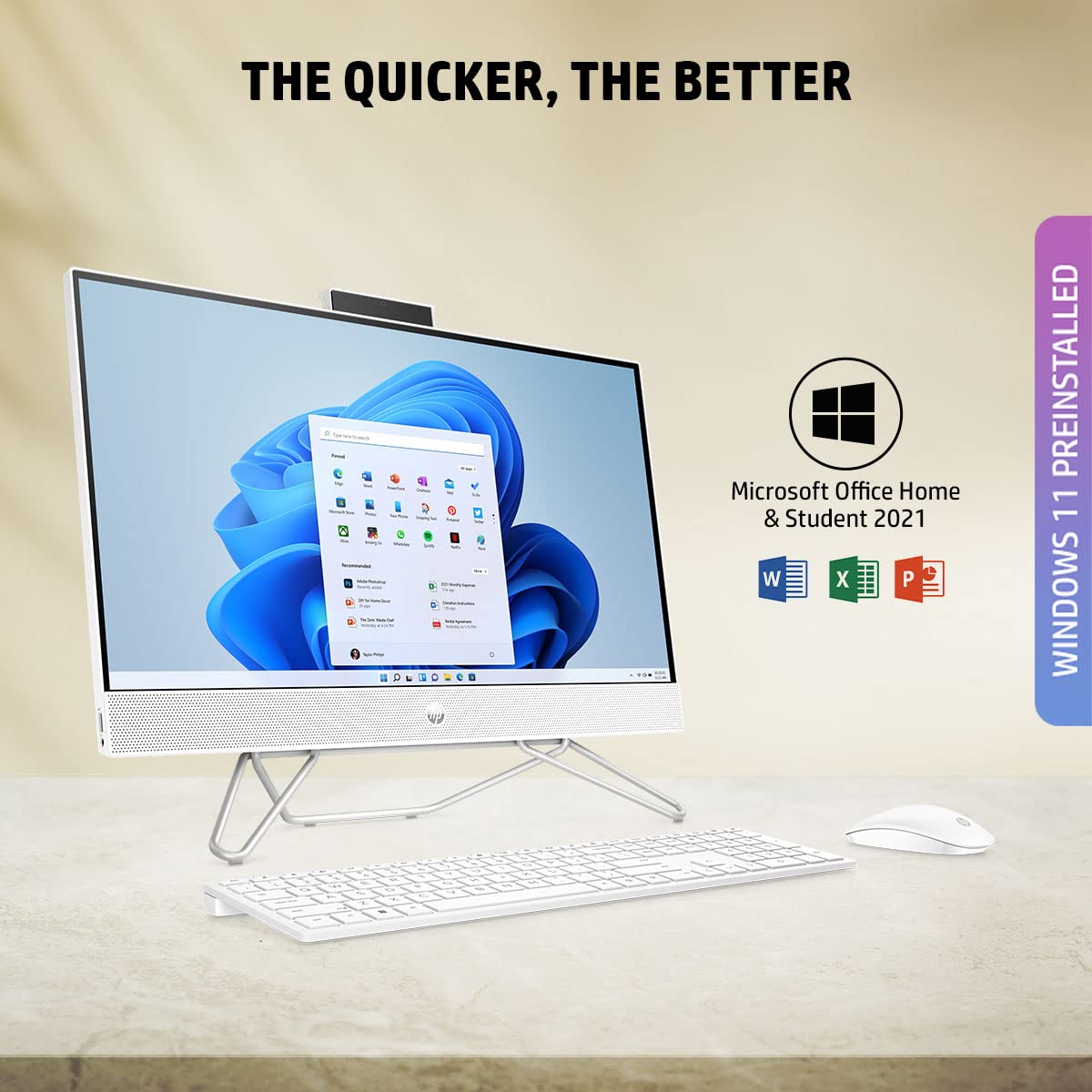 HP All-in-One 12Th Gen Windows 11, Intel Core i3-23.8 Inch(60.5 Cm) 8GB Ram/512GB SSD/Fhd, Micro-Edge, Anti-Glare Display/Wireless Keyboard & Mouse/Intel UHD Graphics/Win 11/5.37 Kg, 24-Cb1901In - Zapnet.in